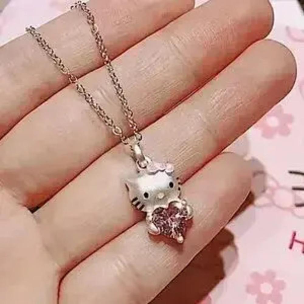 Sanrio Hello Kitty Sterling Silver Charm Pendant Necklace